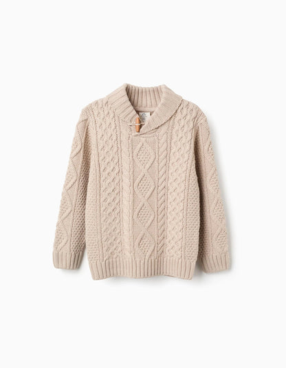 Thick Cable Knit Jumper for Boys, Beige