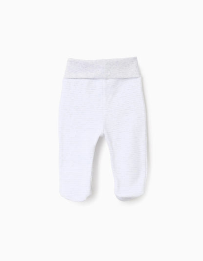 Pack of 4 Extra Comfy Footed Trousers for Babies, White/Grey