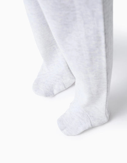 Pack of 4 Extra Comfy Footed Trousers for Babies, White/Grey