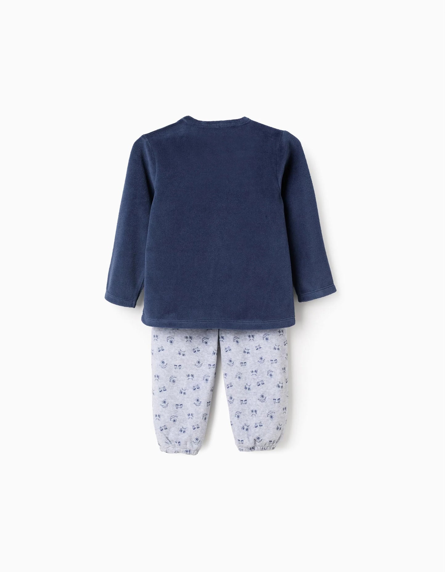 'Emotions' glow-in-the-dark velvet pyjama for baby boys, blue/grey