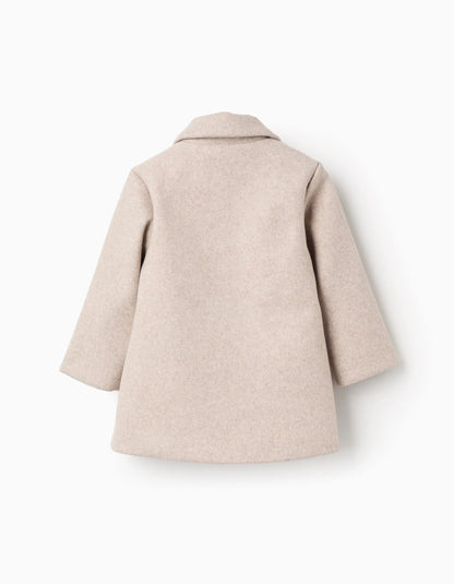 Wool Effect Coat with Lining You&Me for Baby Girls, Beige