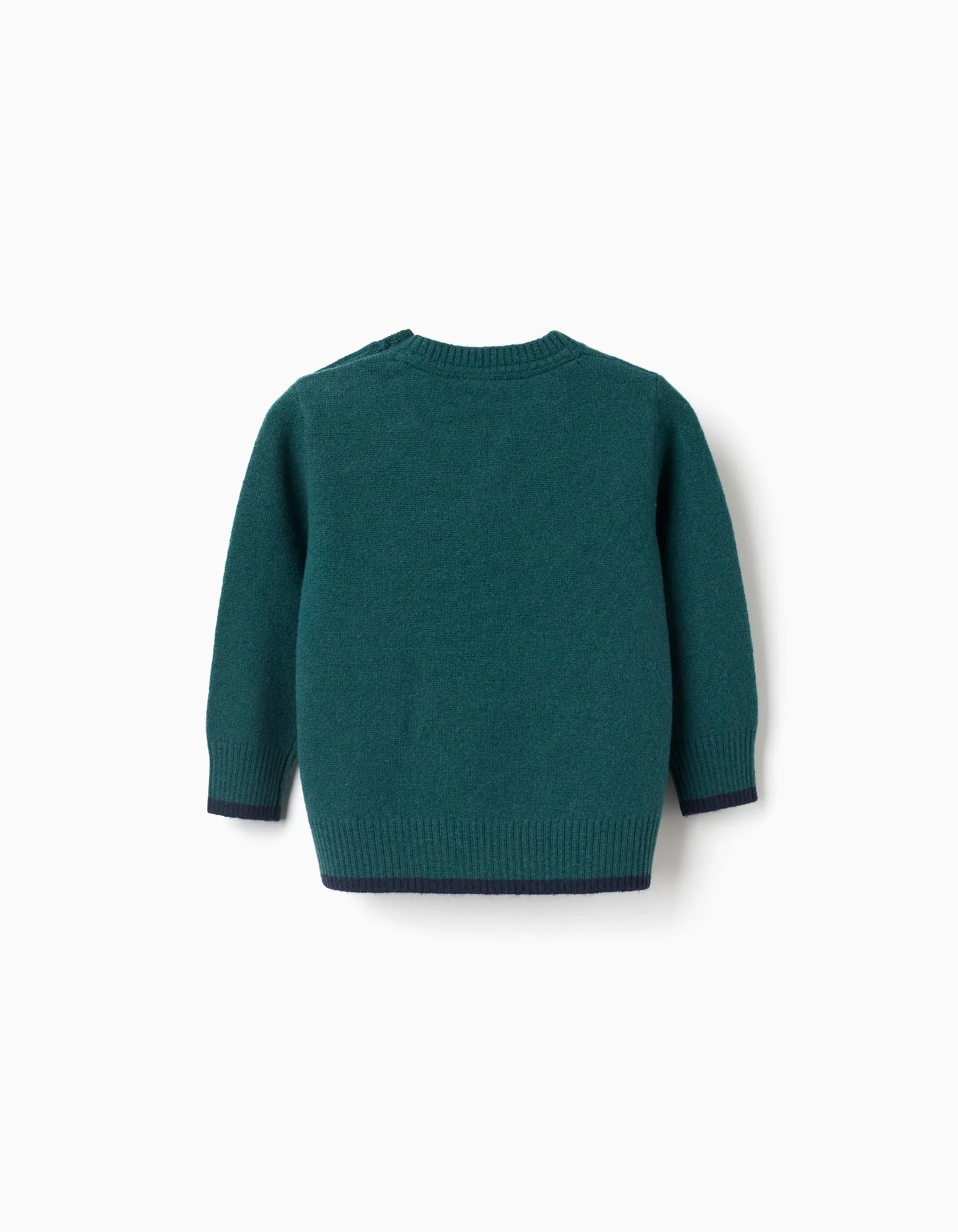 Knitted Jumper in a Wool Blend You&Me for Baby Boys, Green/Dark Blue