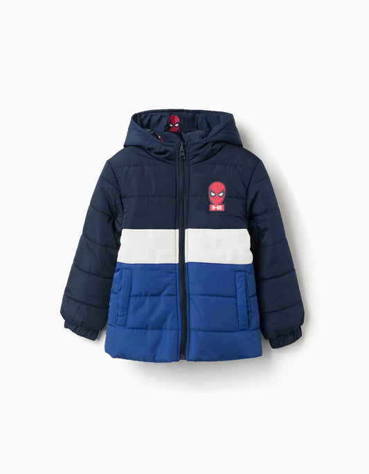 Reversible Quilted Jacket 'Spider-Man' for Boys, Blue/White