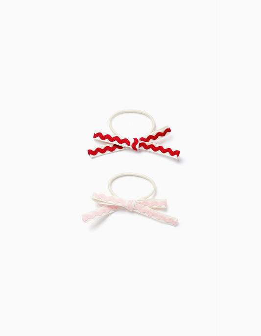 Pack of 2 Hair Bobbles with Greek Ribbons for Girls, White