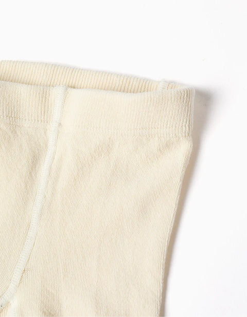 Anti-Pilling Ribbed Knitted Tights for Girls, Light Beige