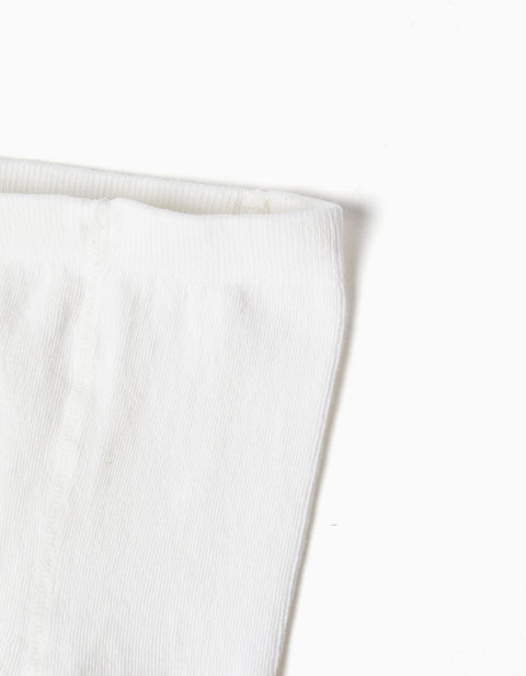 Plain knitted tights with anti-pilling for girls, white