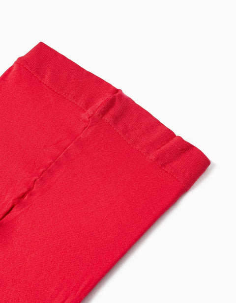 Plain Microfibre Tights for Girls, Red