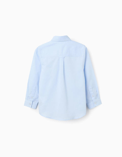 Long sleeve dobby cotton shirt for boys, light blue