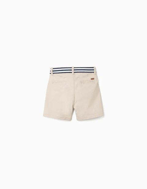 Twill Chino Shorts with Striped Tape for Baby Boys, Light Beige