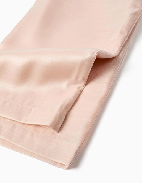Wide leg acetate trousers with decorative buttons for girls, pink