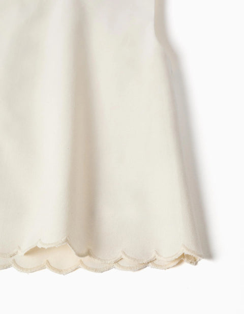 A-line sleeveless blouse with scalloped hem for girls, white