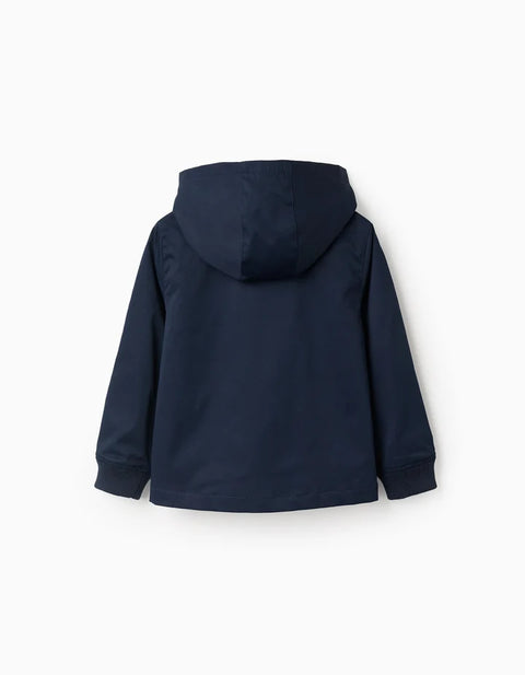 Jacket with Lining and Removable Hood for Boys, Dark Blue