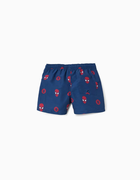 Swim Shorts with Spider-Man Motif and Drawstring for Boys, Blue