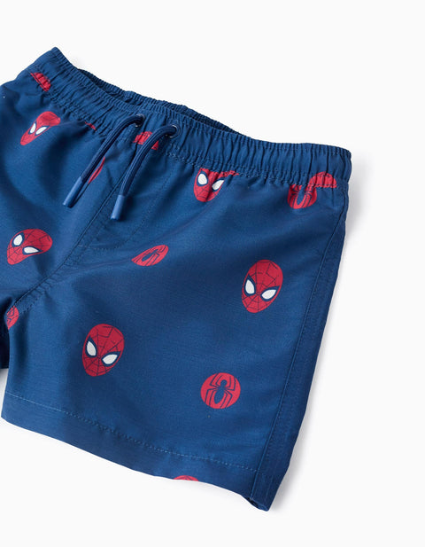 Swim Shorts with Spider-Man Motif and Drawstring for Boys, Blue