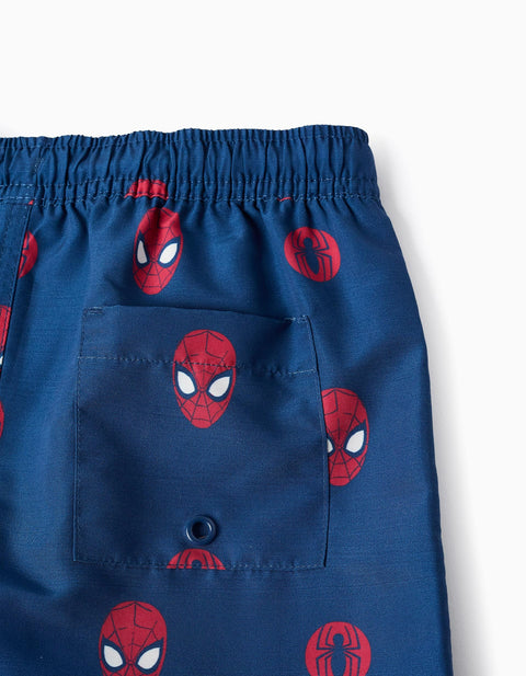Swim Shorts with Spider-Man Motif and Drawstring for Boys, Blue