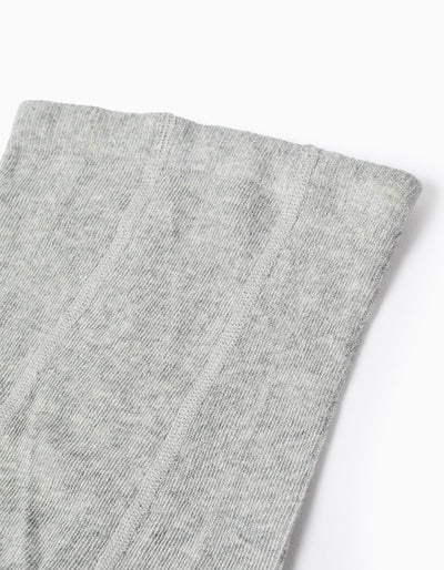Flexible Cotton Tights for Girls, Grey