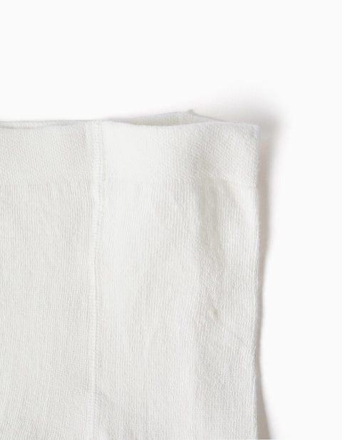 Knitted tights with jacquard for baby girls, white