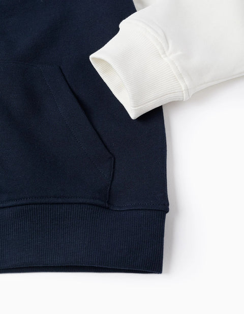 Bomber Jacket with Chest Print for Boys, Dark Blue/White