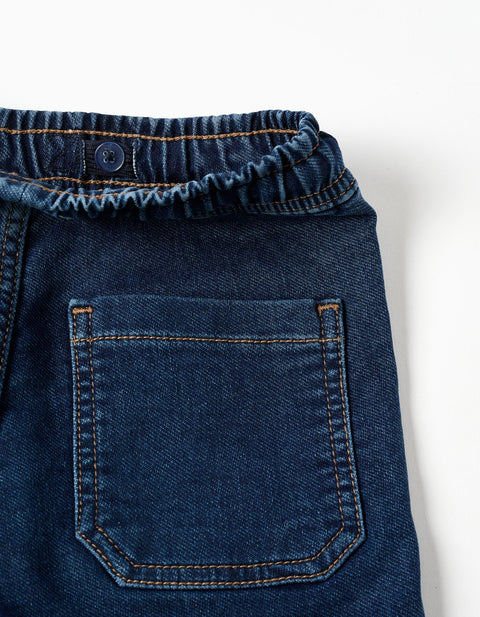 Midi denim shorts with drawstring for boys, dark blue