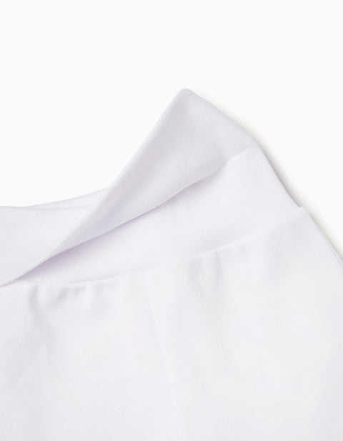Pack 4 Footed Cotton Trousers for Newborns and Babies, White