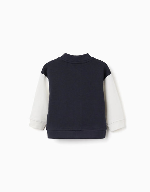 Bomber Jacket with Lion Print for Baby Boys, Dark Blue/White