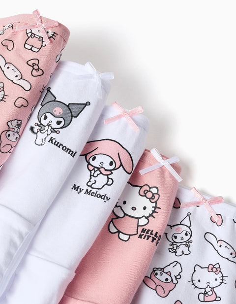 Pack of 5 cotton briefs Hello Kitty & Friends for girls, pink/white