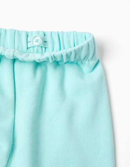 Cotton sweatshirt and trousers set for baby girls, white/light blue