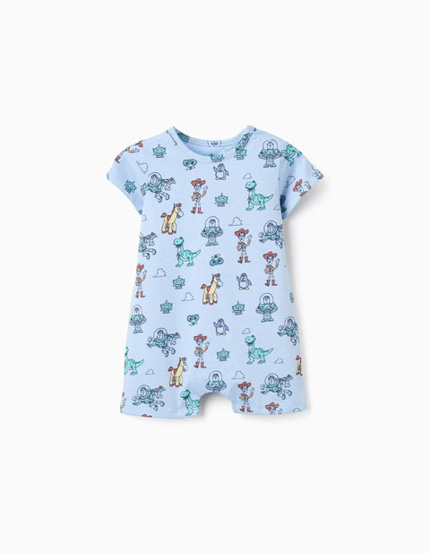 Cotton Romper with Toy Story Motif for Newborn and Baby Boys, Light Blue