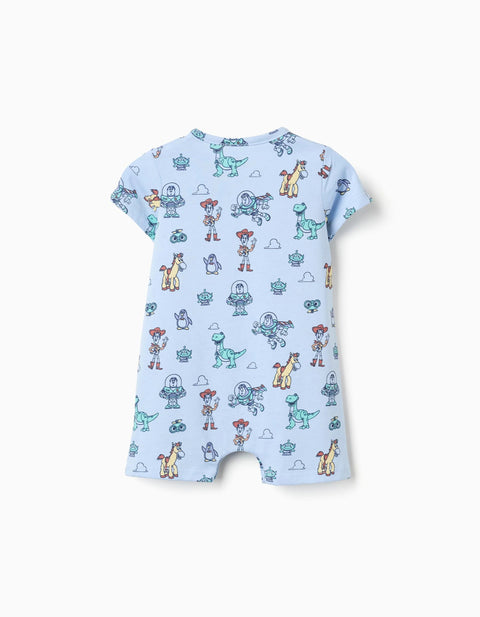 Cotton Romper with Toy Story Motif for Newborn and Baby Boys, Light Blue