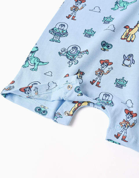 Cotton Romper with Toy Story Motif for Newborn and Baby Boys, Light Blue