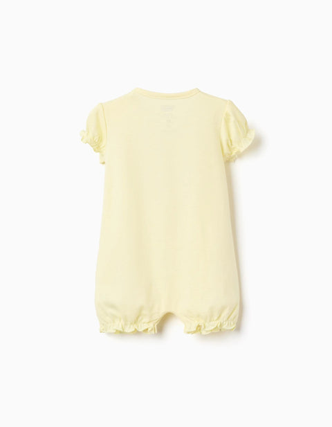 2 Cotton Rompers with Looney Tunes for Newborn and Baby Girls, White/Yellow