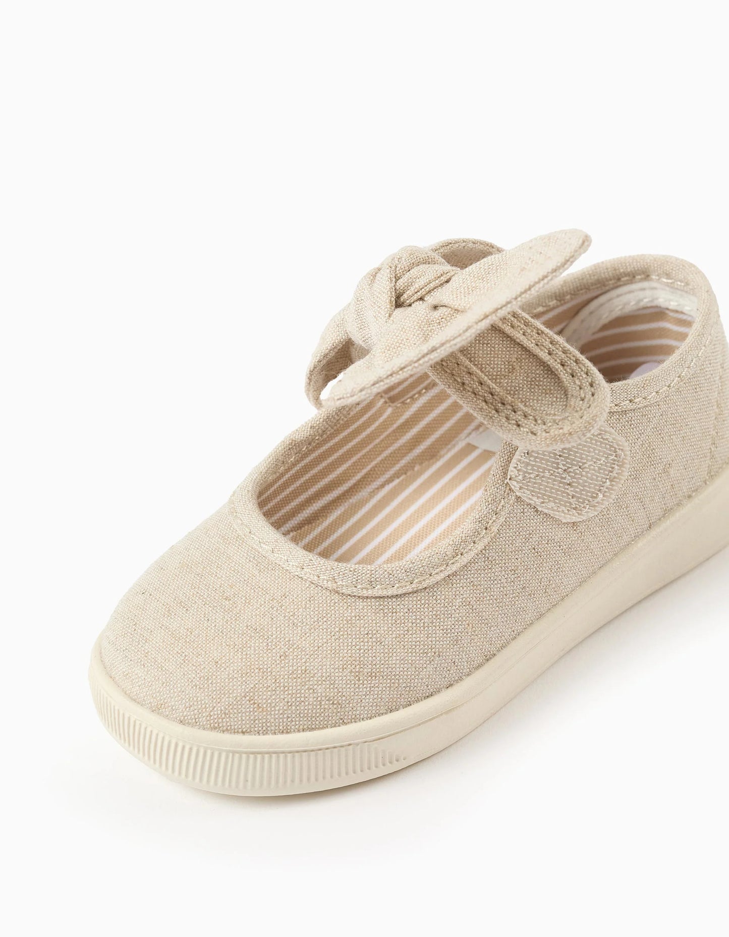 Canvas shoes with flexible sole for baby girls, beige