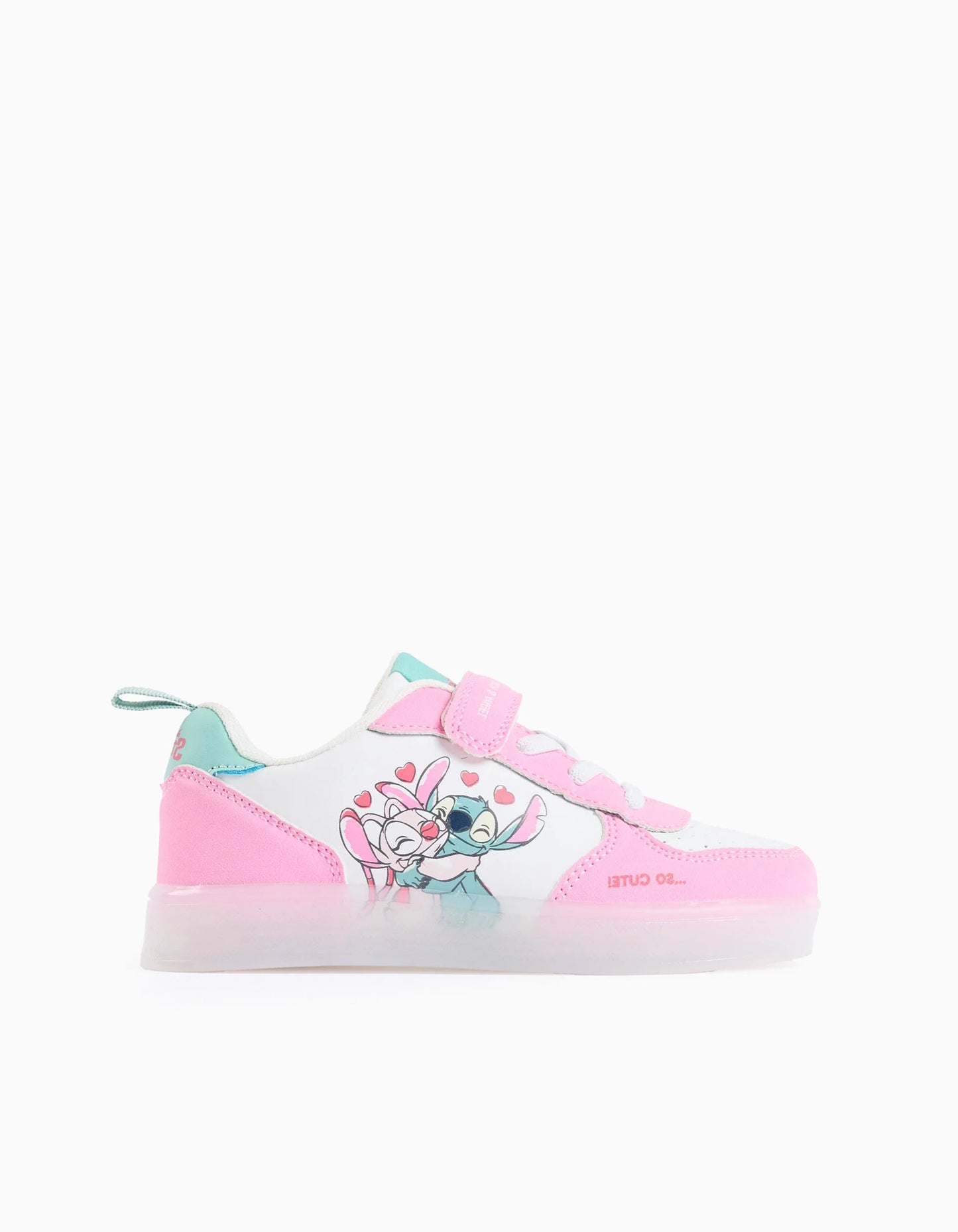 Light-up trainers with Stitch print for girls, white/pink/blue