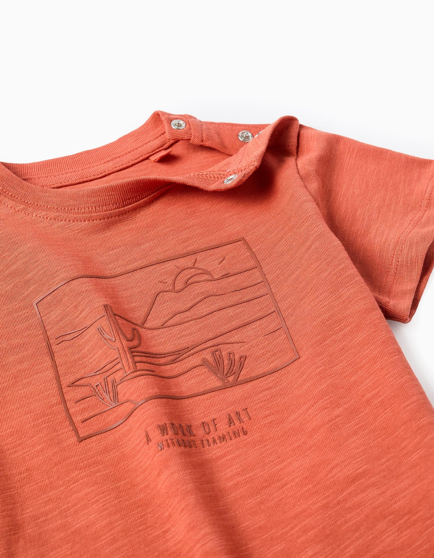 Cotton T-shirt with Work of Art print for baby boys, orange