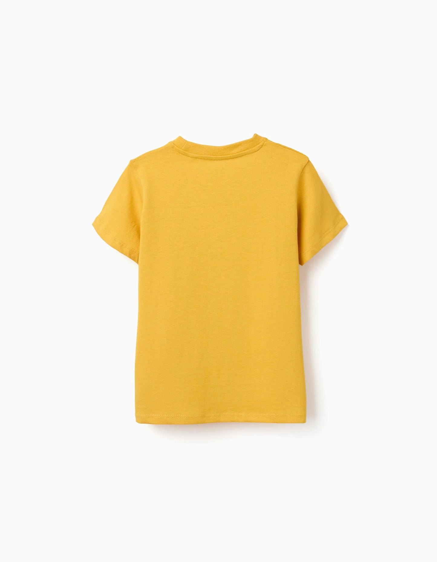 Cotton T-shirt with Creativity print for boys, mustard yellow