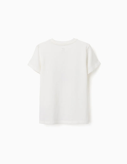 Cotton T-shirt with Art Thinker front print for boys, white
