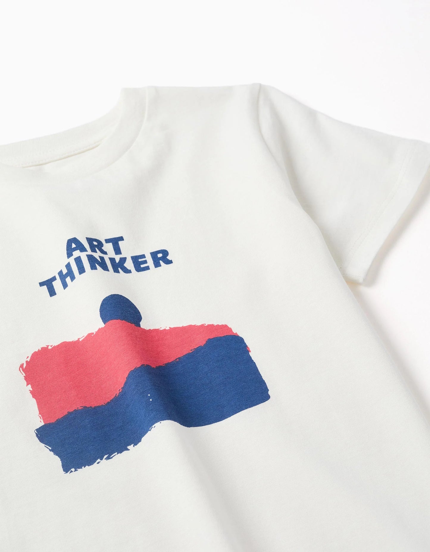 Cotton T-shirt with Art Thinker front print for boys, white