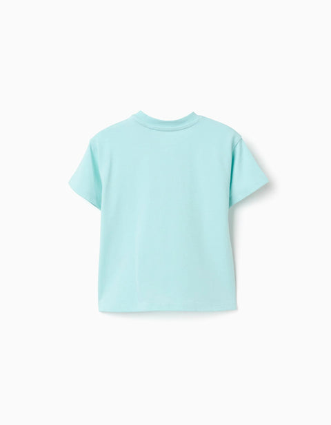 Cotton T-Shirt with Bluey and Bingo Print for Babies and Children, Blue
