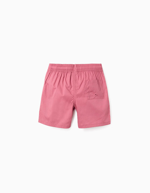 Swim Shorts with Drawstring and Pocket for Boys, Dark Pink