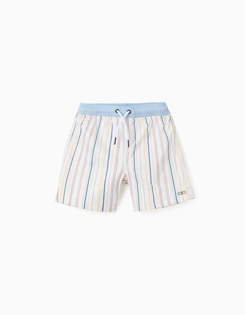 Swim Shorts with Ethnic Stripes and Drawstring B&S for Boys, Multicolour
