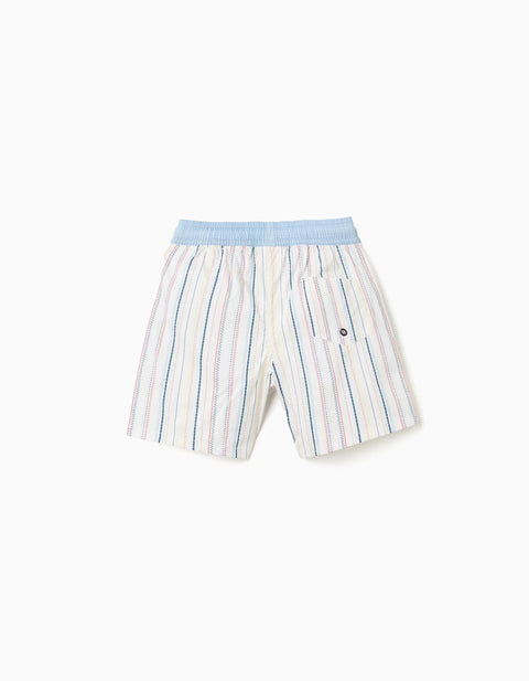 Swim Shorts with Ethnic Stripes and Drawstring B&S for Boys, Multicolour