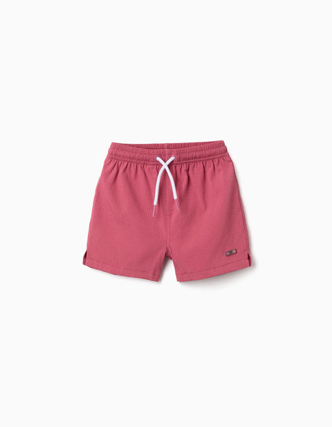 Swim Shorts with Drawstring and Pocket for Baby Boys, Dark Pink