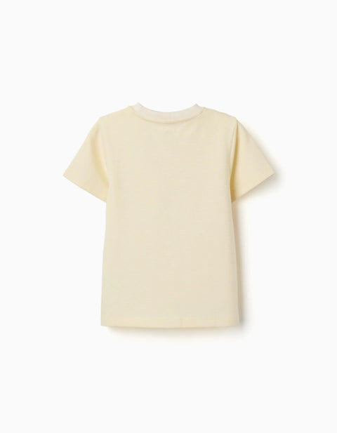 Ribbed T-Shirt with Poetry Print for Boys, Yellow