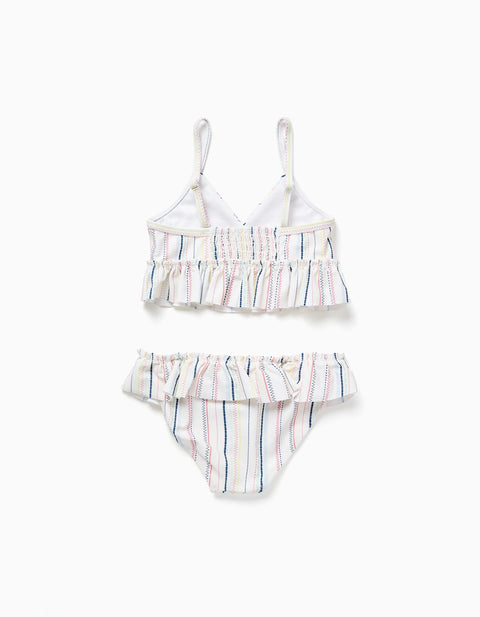 Bikini with Ethnic Stripes and Ruffles B&S for Girls, Multicolour