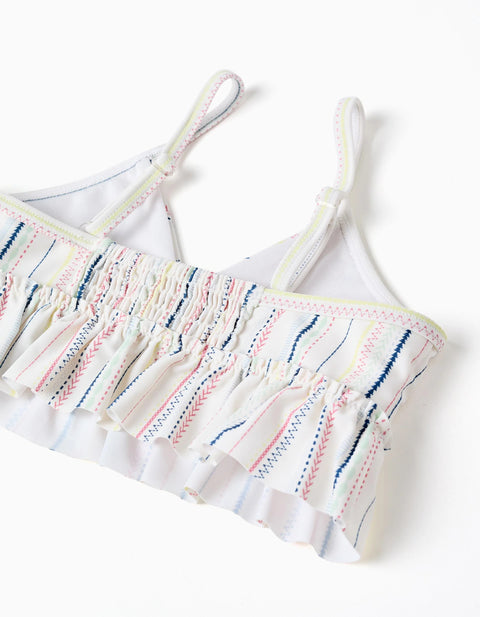Bikini with Ethnic Stripes and Ruffles B&S for Girls, Multicolour