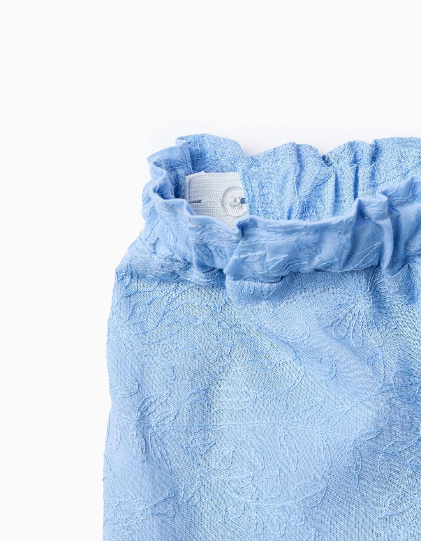 Cotton Shorts with Embroidery and Ruffles for Baby Girls, Light Blue