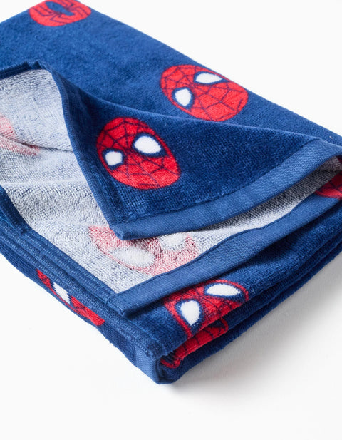Cotton Beach Towel with Spider-Man Motif for Babies and Boys, Dark Blue