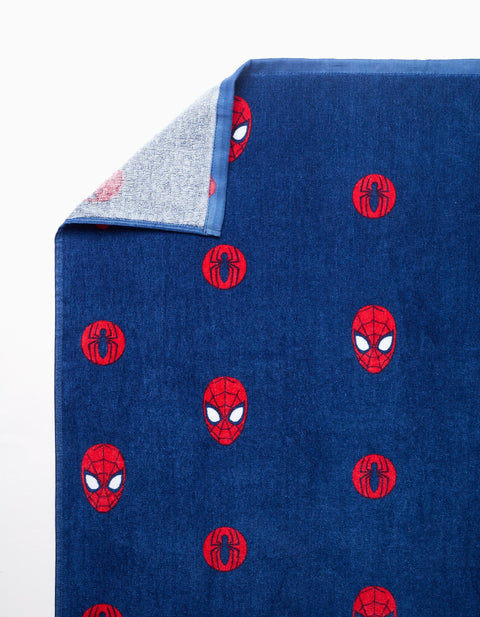 Cotton Beach Towel with Spider-Man Motif for Babies and Boys, Dark Blue