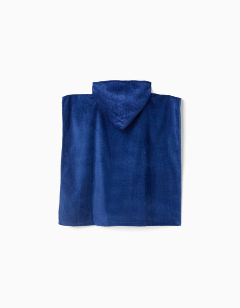 Hooded Beach Poncho in Cotton with Spider-Man for Boys, Dark Blue