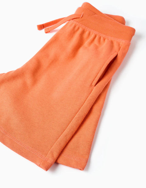 Fleece Shorts with Drawstring and Side Pockets for Boys, Orange